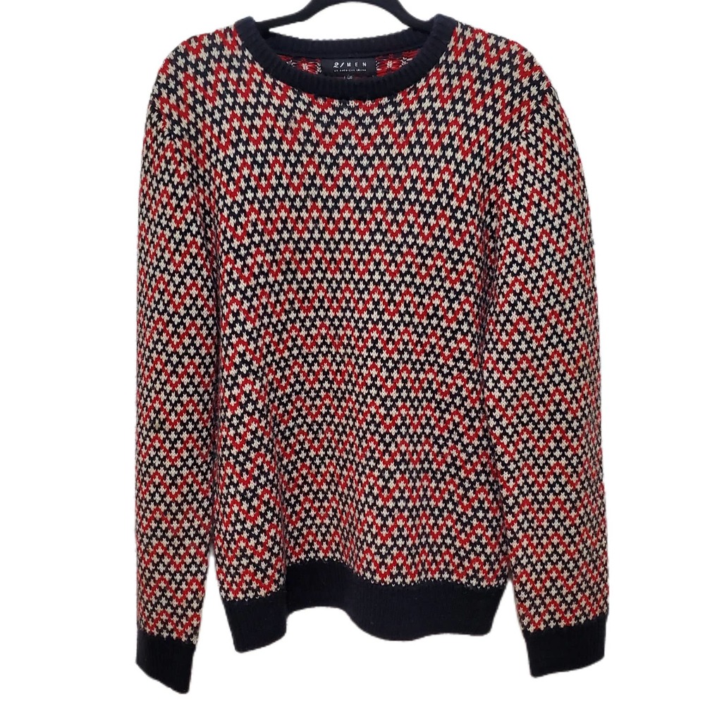 Red White & Blue Crewneck Acrylic Sweater Men's Size Large